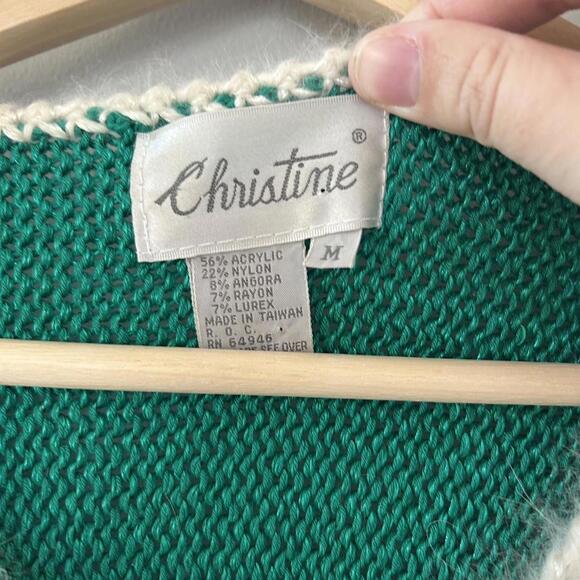 80s Christine Phillipe green sweater with sparkle detail - Picture 3 of 4
